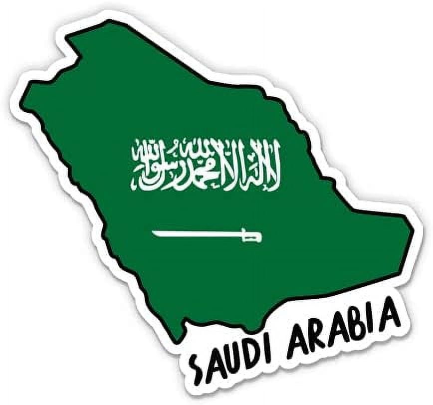 Saudi Arabia Map with Flag Vinyl Sticker 7"