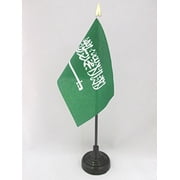 AZ Flag Saudi Arabia Table Flag 4x6 in 100D Polyester Plastic Base 15x10 cm