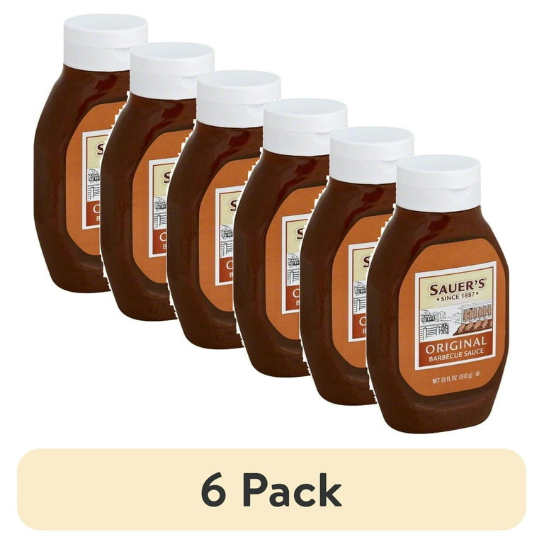 6 pack) Sauer's Original Barbecue Sauce, 18 oz. squeeze Bottle
