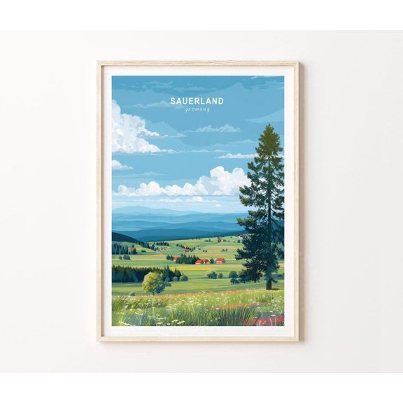 Sauerland Germany Rural Fields Nature Wall Art Home Decor