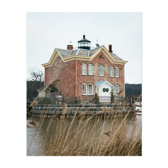 Saugerties Lighthouse - Saugerties New York Photography Lighthouse Architecture Rustic Winter Scenic Unframed Wall Art Print 22 x 28 inches
