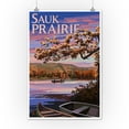 thumbnail image 1 of Sauk Prairie, Wisconsin - Lake Scene at Dusk - Lantern Press Artwork (12x18 Art Print, Wall Decor Travel Poster), 1 of 1
