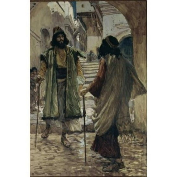 Saul Meeteth with Samuel James Tissot 1836-1902 French Watercolor on Paper Jewish Museum New York Print - 18 x 24 in.