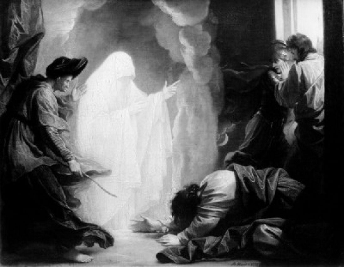 Saul and the Witch of Endor Benjamin West oil painting 1738-1820 Canvas Art - Benjamin West (18 x 24)