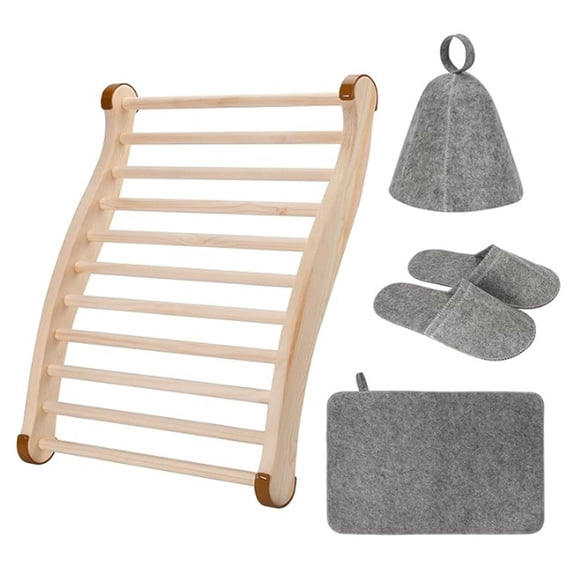 Sauna Backrest With S-Shaped Design Stable Base And Wool Felt Accessories