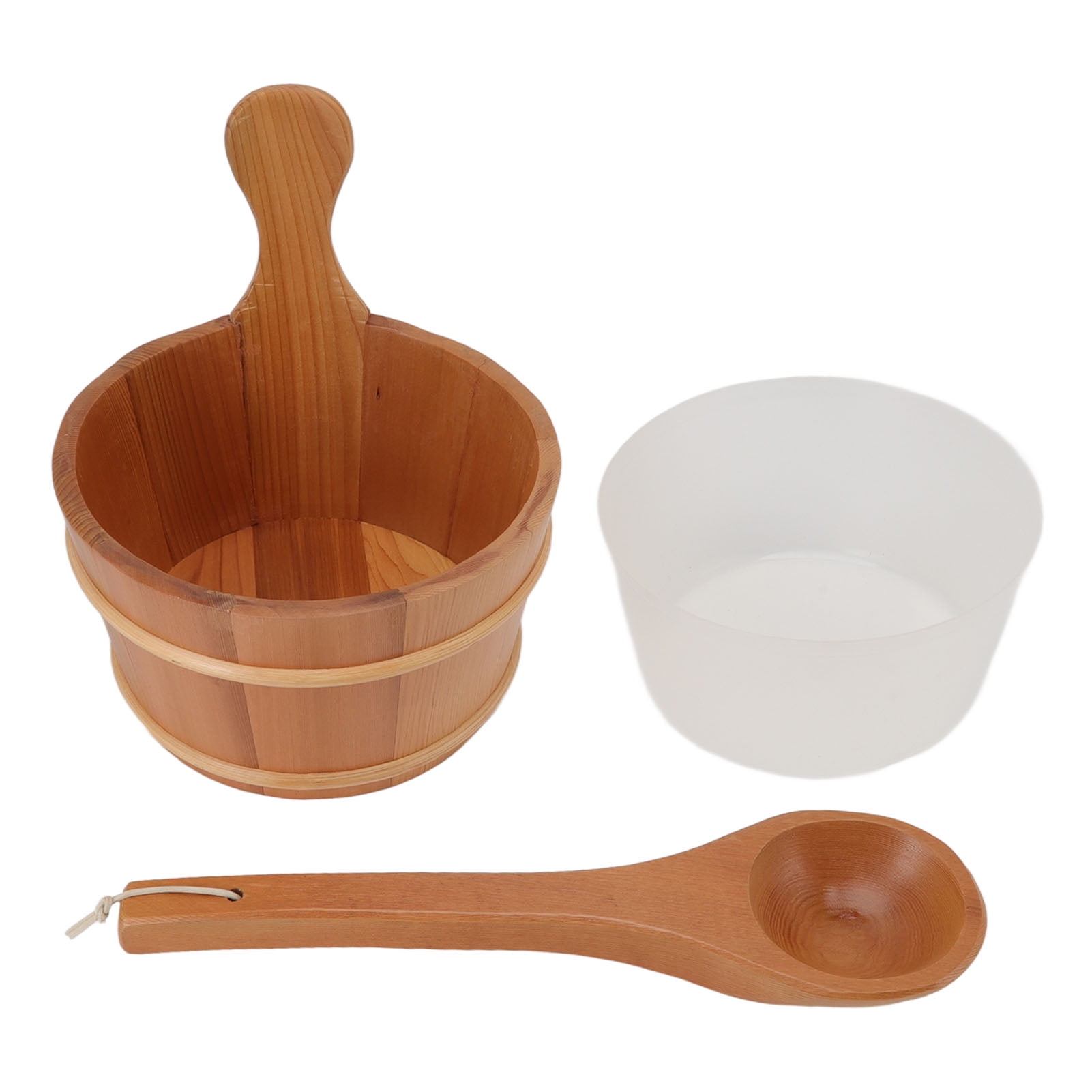 Sauna Bucket Ladle Set Leakage Proof Steam Room Wooden Barrel with