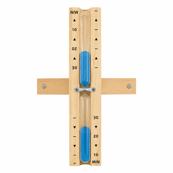 Sauna Hourglass Sand Timer, 30-Minute Wall-Mounted Rotating Wooden Sand Clock with Blue Sand for Sauna and Spa Rooms