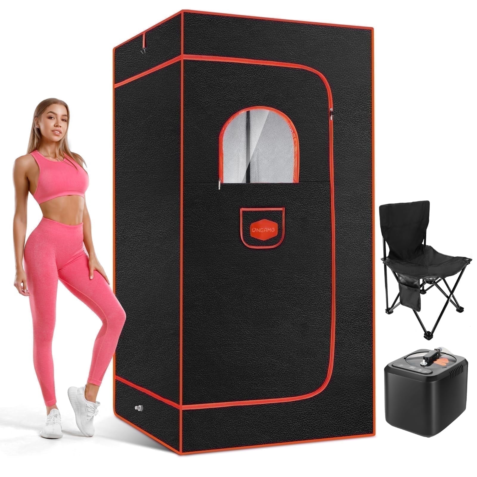 Portable Red Light Sauna Tent for Home with 3L Steamer - Max 140℉ Full Body Steam Sauna with Remote Control, 9 Levels 7-Min Quick Heat Folding Chair, Indoor Outdoor Use 5.9