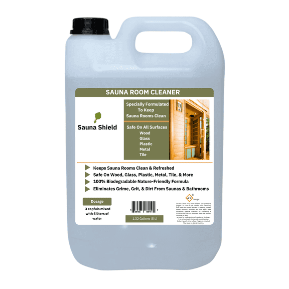 Sauna Shield Sauna Cleaner 1.32 Gallons (5L) | Cleans & Revives Sauna Wood & All Surfaces | Powerful, pH-Balanced, Biodegradable Formula | Refreshing Citric Scent