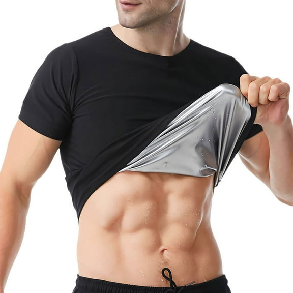 Sauna Shirt for Men Short Sleeve Mens Sauna Suit Sweat Body Shaper Compression Vest Gym Exercise Top