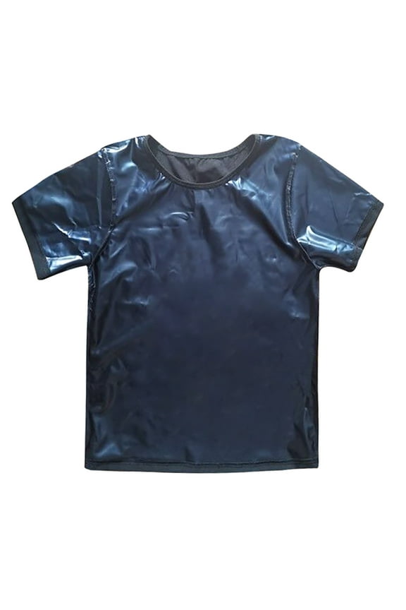 Sauna Shirt for Men Sweat Suit Short Sleeve Compression T-Shirt Weight Loss Body Shaper Shirts for Workout Sports Exercise,Blue,XXXXL