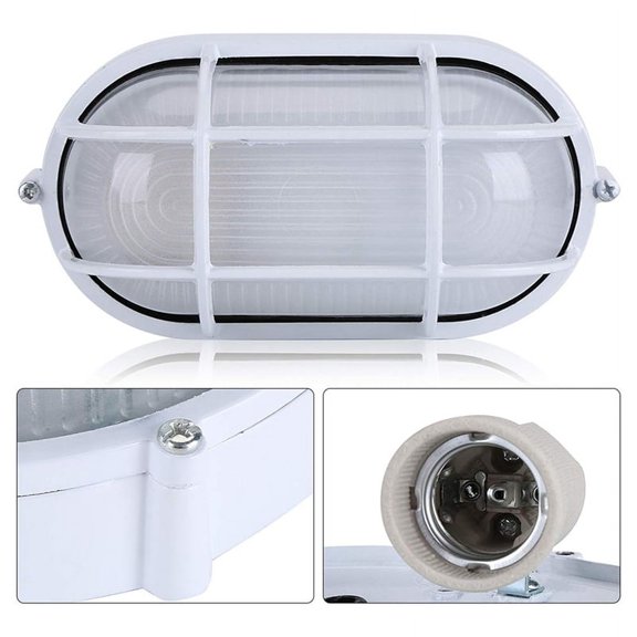 Sauna Steam Room Explosion-Proof Light Fixture Aluminum Alloy Glass, 1x Light Shade Guard Included, Bulb Not Included, White