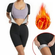 Sauna Suit For Women Weight Loss Sweat Vest Waist Trainers Belly Fat Workout 3 in 1 Full Body Control Body Shaper, S-3XL