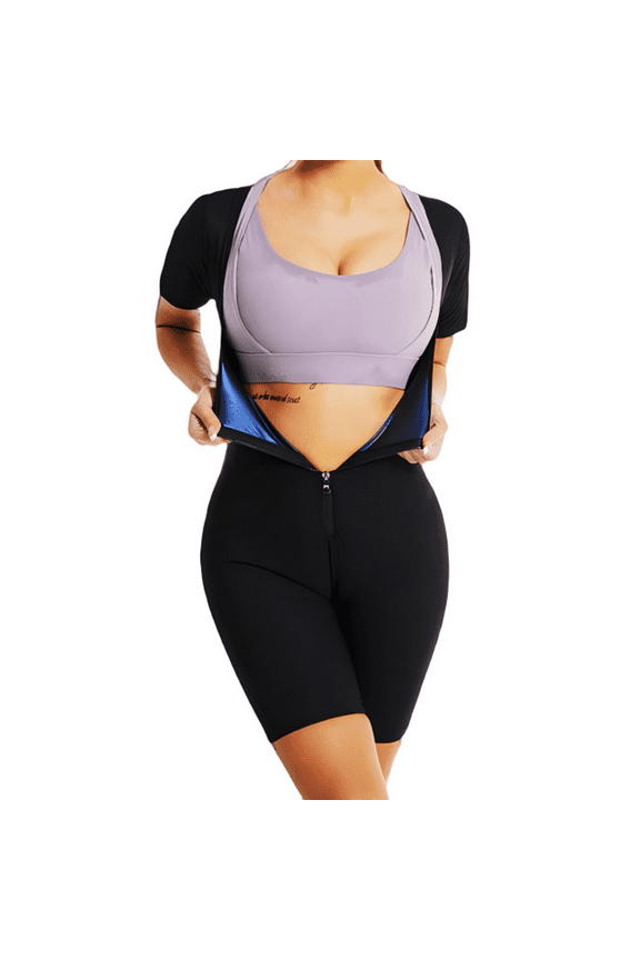 Sauna Suit For Women Weight Loss Workout Sweat Vest Waist Trainer Plus Size Shirt Gym Slimming Shapewear Full Body