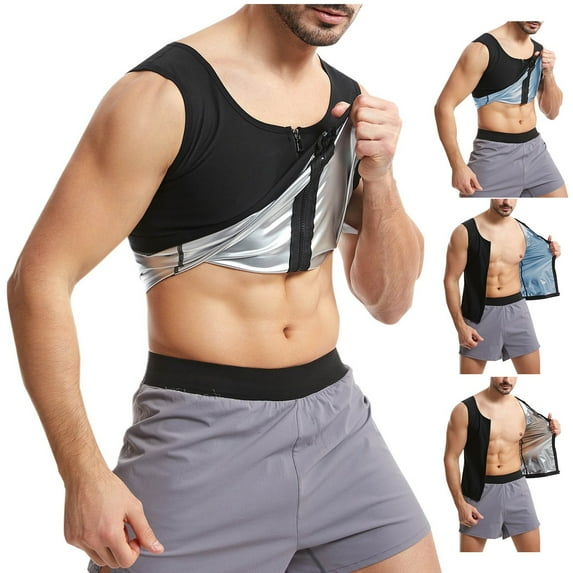 Sauna Suit for Men Waist Trainer Vest Front Zipper Body Shaper with Adjustable Tank Top Gym & Exercise Compression Vest, Sweat-Boosting Workout Top Size 4XL White