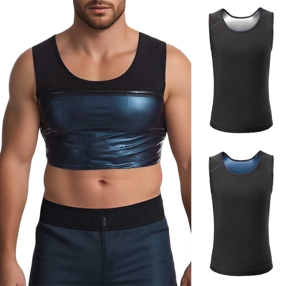 Sauna Suit Vest for Men,Sweat Tank Top Waist Trainer for Men Compression Workout Enhancing Vest Compression Suit