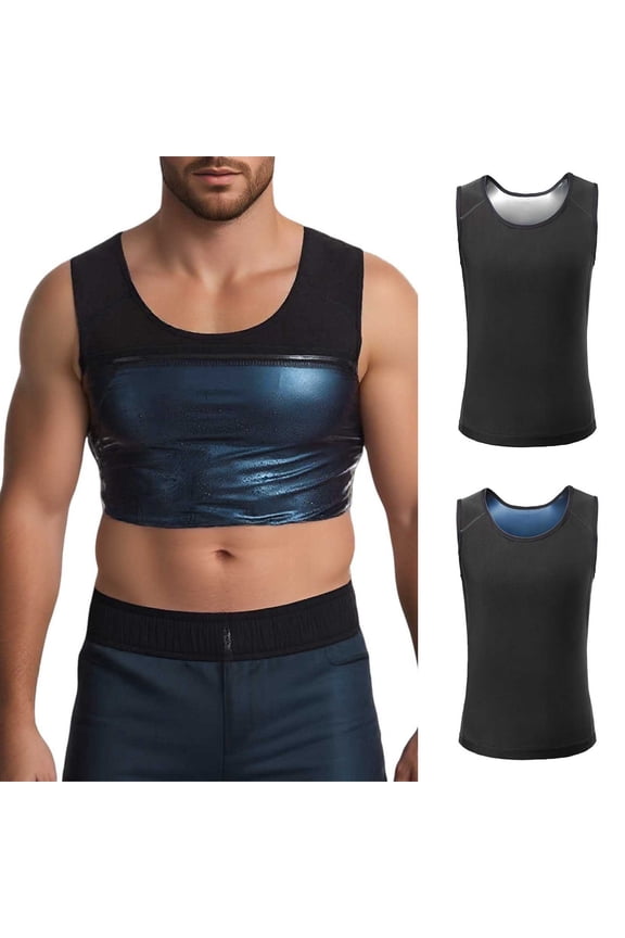 Sauna Suit Vest for Men,Sweat Tank Top Waist Trainer for Men Compression Workout Enhancing Vest Compression Suit