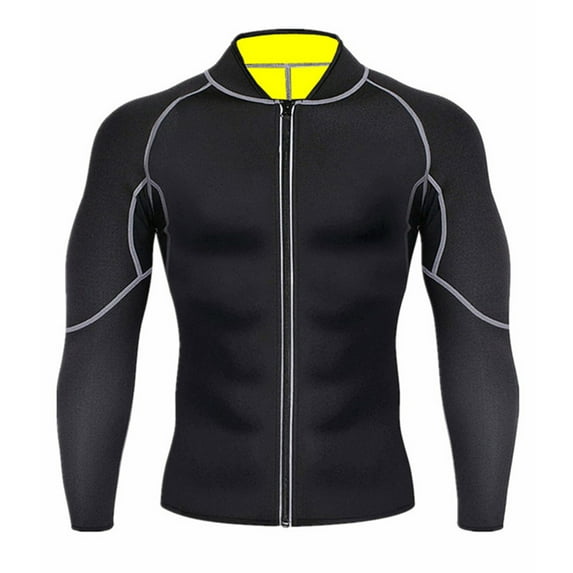 Sauna Suit for Men Sweat Jacket Long Sleeve Shirt Workout Body Shaper Zipper Top Fitness Trainer Gym Top-(S-3XL),Black,XXXL