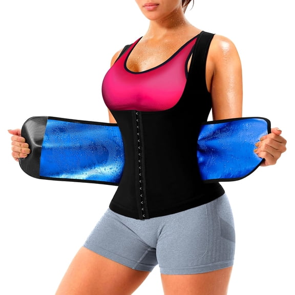 Sauna Suit for Women Sing Shirt Sweat Vest Heat Tpping Tank Top Workout Shaperwear,Ajust Belt,Breathable Armpit
