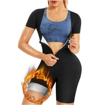 Sauna Suit for Women Sweat Vest Waist Trainer 3in 1 Full Body Shaper Workout Top with Sleeve Shorts
