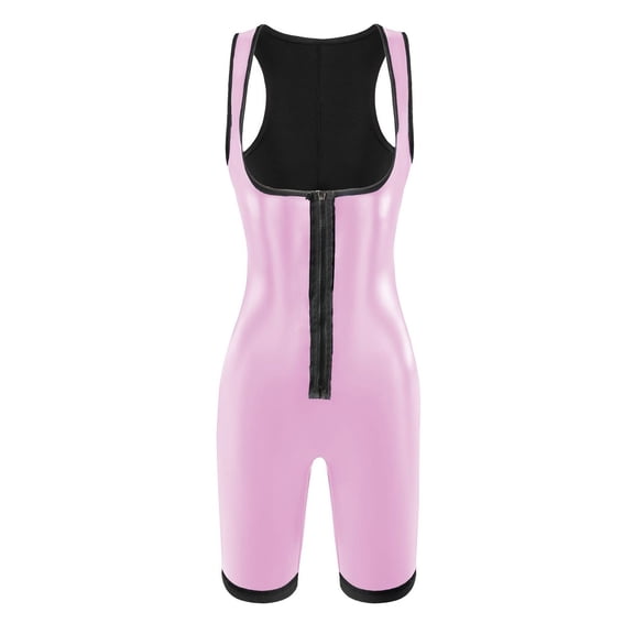 Sauna Suit for Women Waist Trainer for Women Slimming Full Body Shaper Vest Jumpsuit Gym Workout Sweat Suit Pink M