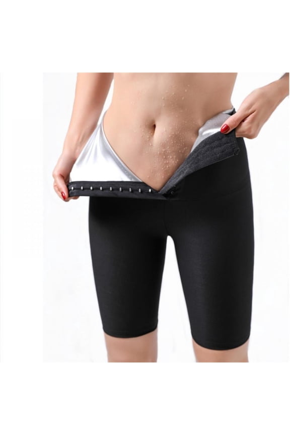 Sauna Sweat Shapewear High Waisted Shorts Above Knee Pants Mid Thigh Workout Suit Waist Trainer Weight Loss Lower Body Shaper Sweatsuit Exercise Fitness Gym
