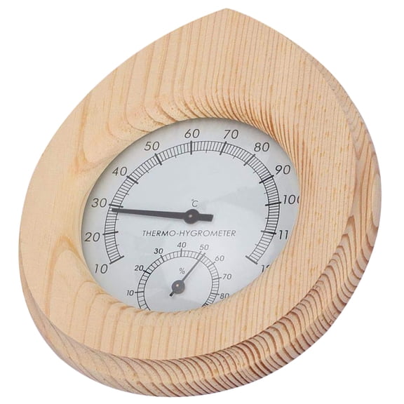 ifundom Indoor Sauna Hygrothermograph Temperature and Humidity Gauge with Khaki Wood, Copper, and ABS Materials