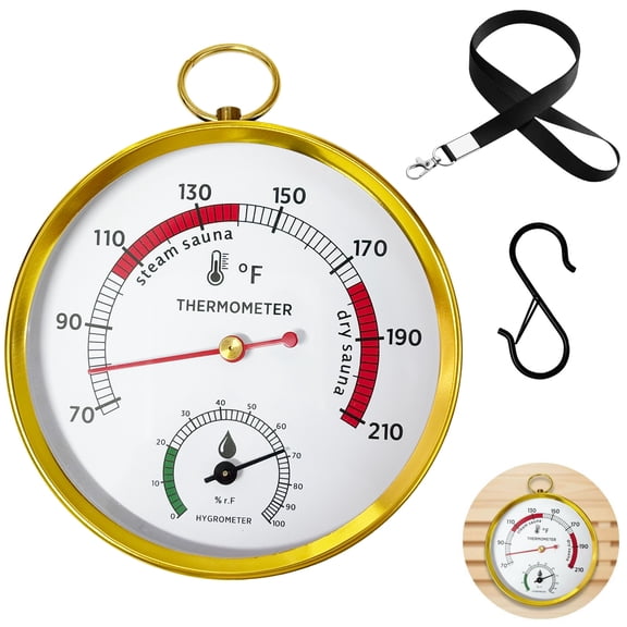 Sauna Thermometer and Hygrometer, 70-210F Fahrenheit Steam Room Monitor with Hook and Lanyard, Temperature & Humidity Monitor for Indoor Home Sauna Accessories