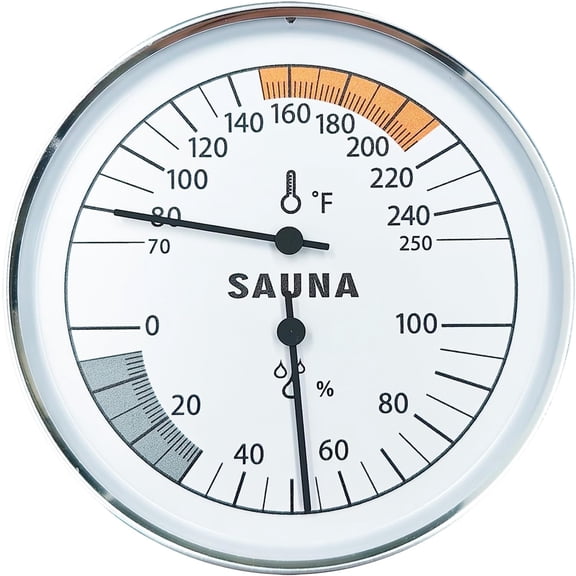 Sauna Thermometer and Hygrometer Combo  Precise Temperature & Humidity Gauge for Sauna Roomsk, Temperature Range 70-250F, Humidity Range 0-100%