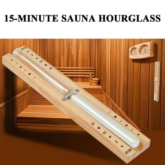 Sauna Timer Sand Timer Hourglass Wall Clock - Heat Resistant Wooden Mountable Bathroom Steam Room Decor (1PC, 1x Sand Timer + 2x Screws)