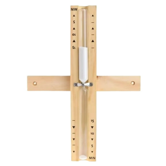 Sauna Timer for Wall Mounted Use | Rotating Wooden Hour Glass Clock with Cedar Wood 15 Sand Timer Family Room Accessory