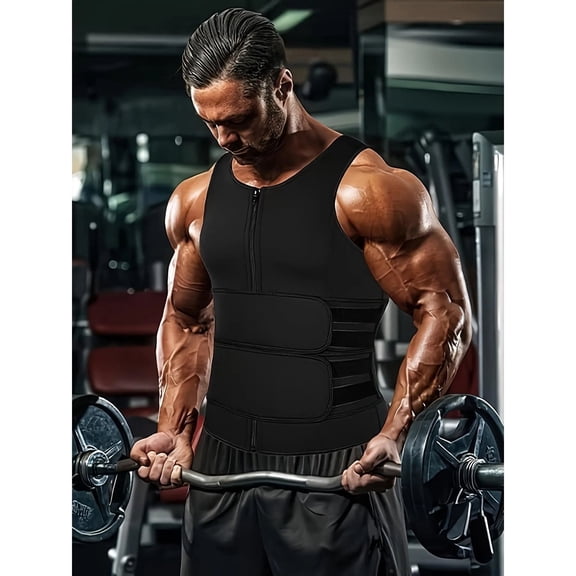 Sauna Vest Waist Trainer for Men, Neoprene Double Sweat Belt Body Shaper, Black ( S ).