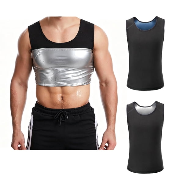 Sauna Vest for Men Waist Trainer, Sleeveless Mens Sweat Sauna Suit Shirt Compression Tank Top