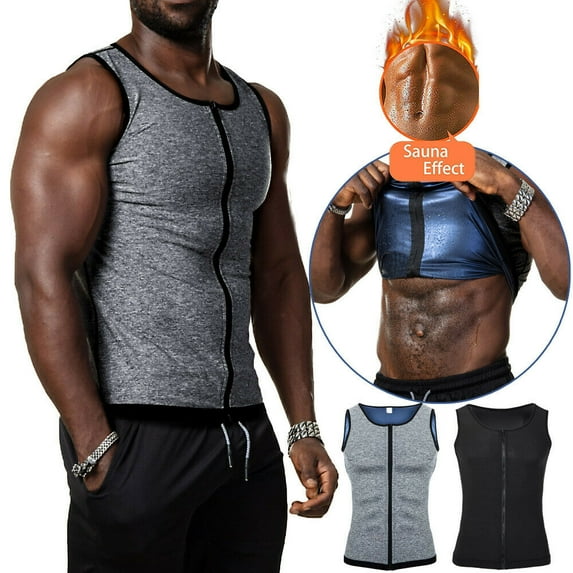 Sauna Vest for Men with Waist Trainer Zipper Sauna Sweat Suit Tank Top Workout Waist Trimmer Vest