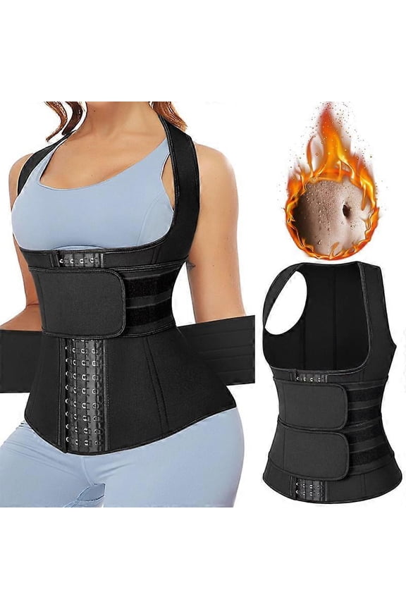 Sauna Waist Trainer Vest Workout Body Shaper Women Neoprene Sweat Slimming Sheath Double Tummy Control Trimmer Belts Corset Top