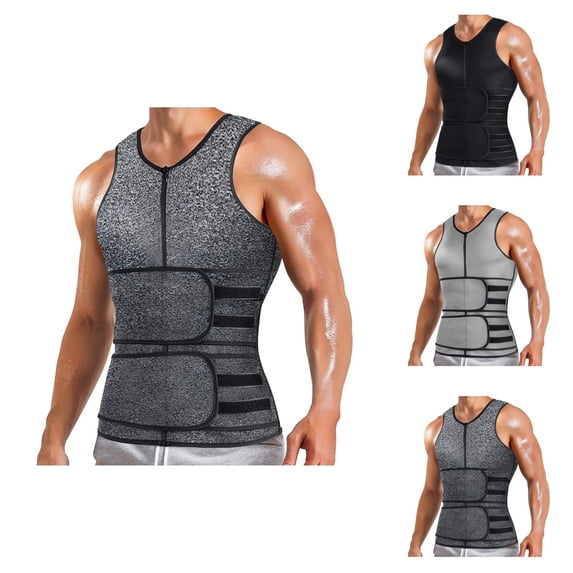 Sauna Waist Trainer Vest for Men Sweat Vest with Trimmer Belt Body Shaper Athletic Workout Gym Tank Top