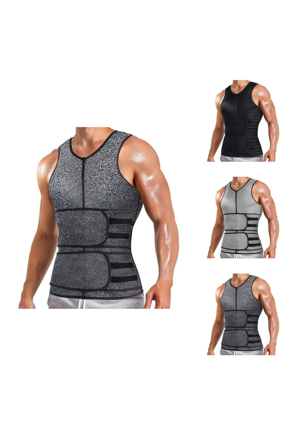 Sauna Waist Trainer Vest for Men Sweat Vest with Trimmer Belt Body Shaper Athletic Workout Gym Tank Top