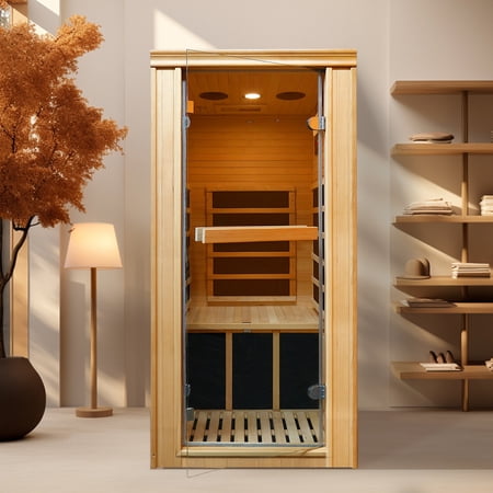 Sauna for Home, Infrared Sauna Room Hemlock Wood, Personal Sauna 64?-149? Adjustable, Bluetooth Music Player & Bluetooth Player