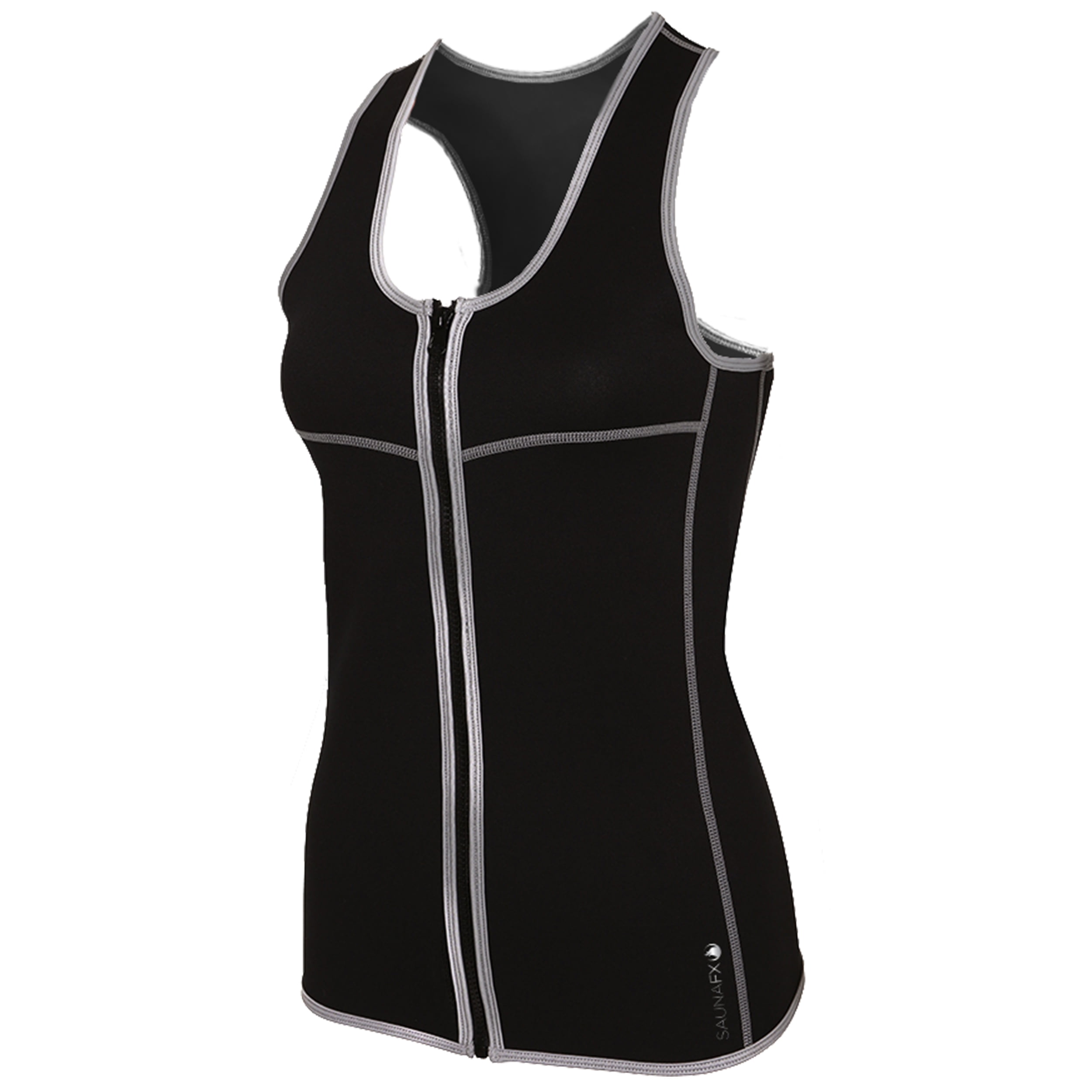 SaunaFX Vest Medium Black Neoprene Sauna Exercise Full Zip Suit Top Womens
