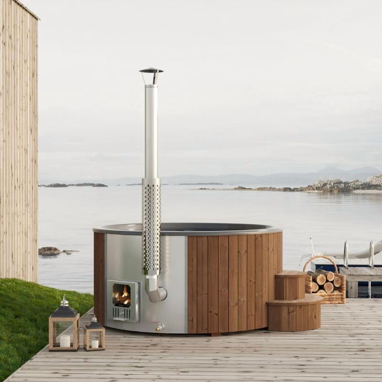 SaunaLife Model S6N Soak-Series Home Wood-Burning Hot Tub, Natural, Up to 7 Persons