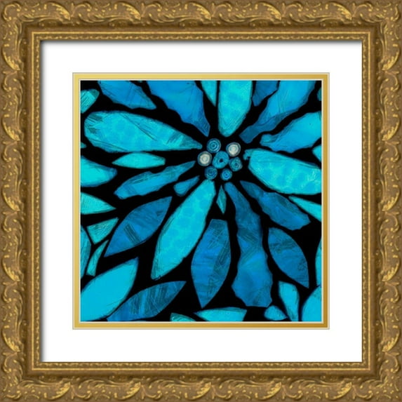 Saunders, Alonzo 12x12 Gold Ornate Wood Framed with Double Matting Museum Art Print Titled - Black and Blue II