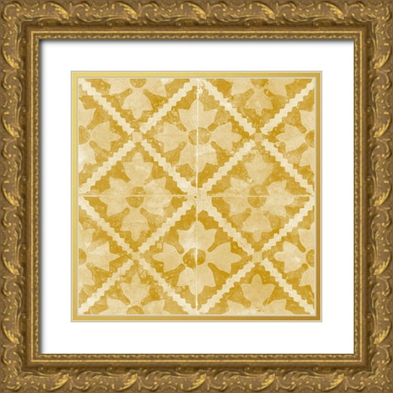 Saunders, Alonzo 12x12 Gold Ornate Wood Framed with Double Matting Museum Art Print Titled - Orange Tile Light 7