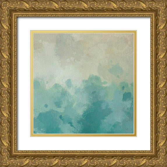Saunders, Alonzo 12x12 Gold Ornate Wood Framed with Double Matting Museum Art Print Titled - Summers Calm I