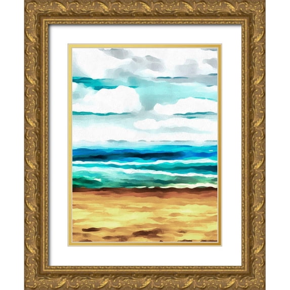 Saunders, Alonzo 12x14 Gold Ornate Wood Framed with Double Matting Museum Art Print Titled - Summer Love II