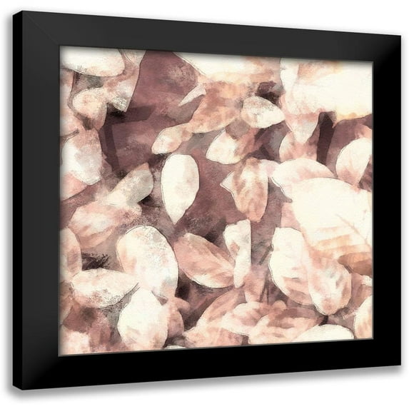 Saunders, Alonzo 15x15 Black Modern Framed Museum Art Print Titled - Blush Shaded Leaves III