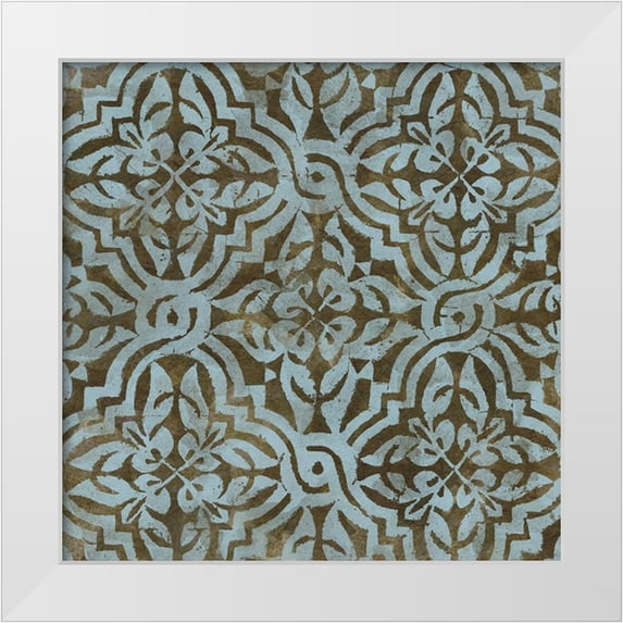 Saunders, Alonzo 15x15 White Modern Wood Framed Museum Art Print Titled - Blue Tile Dark 1