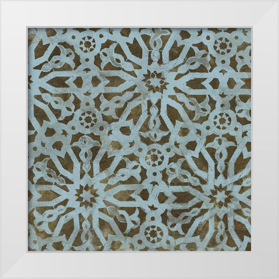 Saunders, Alonzo 15x15 White Modern Wood Framed Museum Art Print Titled - Blue Tile Dark 5