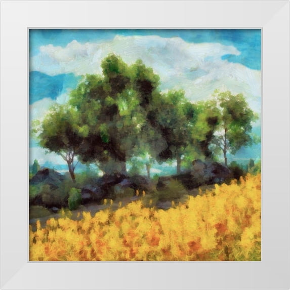 Saunders, Alonzo 15x15 White Modern Wood Framed Museum Art Print Titled - Mellow Yellow Landscape II