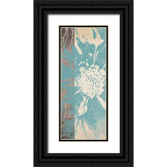 Saunders, Alonzo 15x32 Black Ornate Wood Framed with Double Matting Museum Art Print Titled - Flower Panel 1
