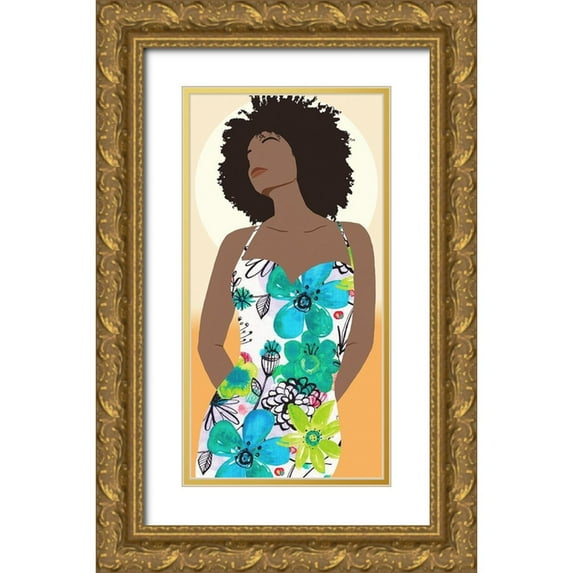 Saunders, Alonzo 18x32 Gold Ornate Wood Framed with Double Matting Museum Art Print Titled - You Go Woman I